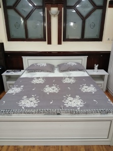 Mobila dormitor WHITE NEW, pat 160 x 200 cm, dulap, comoda, 2 noptiere, Pin Argintiu - Img 14