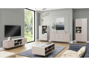 Comoda Inalta cu riflaj Sofia, 1 Usa 2 Sertare, Casmir - Img 5