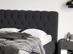 DORMITOR LORA, DRESSING 150 CM, PAT TAPITAT EURO GRI, SOMIERA RABATABILA, 2 NOPTIERE ALBE - Img 7