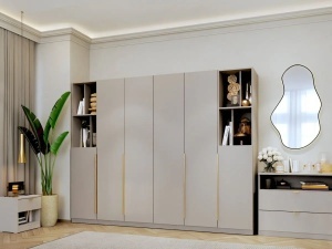 Dressing modular LIV Casmir SOFT CLOSE, 5 Usi cu biblioteca, 205 CM - Img 11