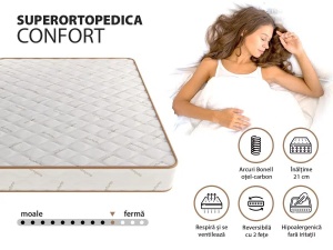 Saltea Hipoalergenică 140X200 CM Conforto, Superortopedică, 21 cm, Spumă, Arcuri Bonell, Fermitate Medie - Img 6
