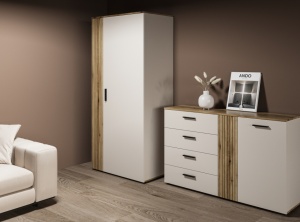 Comoda cu Riflaj LINEA, 1 Usa 4 Sertare, Casmir - Img 9