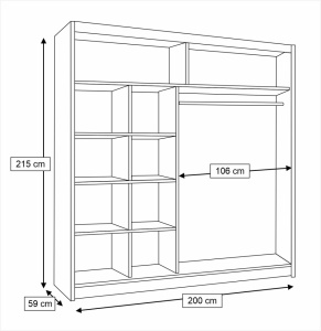 Dressing 2 Usi Glisante, 200X59X215 CM, Alb Antichizat - Img 3