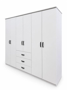 Dressing 6 Usi si 3 Sertare, 242 CM, Pal 18 MM, Alb manere Negre - Img 3