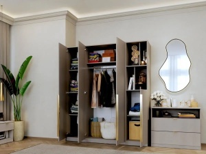 Dressing modular LIV Casmir SOFT CLOSE, 4 Usi cu biblioteca, 164 CM - Img 2