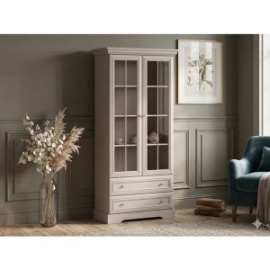 Living Alvera 3 piese, 305 x 48 x 193 cm, cashmere MDF si PAL, dulap, vitrina si comoda 127 cm - Img 6
