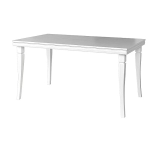 Masa living extensibila KORA ST, Pal melaminat, 8 persoane, 160-203x90x82 cm, ALB ANTICHIZAT - Img 2