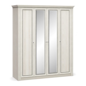 Mobila dormitor WHITE NEW, pat 160 x 200 cm, dulap, comoda, 2 noptiere, Pin Argintiu - Img 2
