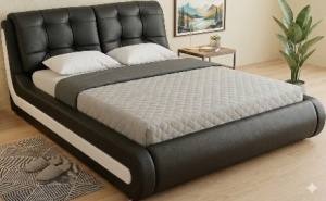 Pat Tapițat NEO, cu somieră rabatabilă și ladă de depozitare, NEGRU/ALB, 160x200 CM