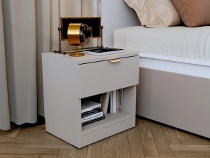 SET DORMITOR LIV CASMIR SOFT CLOSE, CU DULAP 3 USI SI PAT TAPITAT EURO GRI 160X200 CM - Img 11