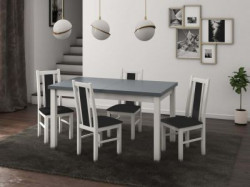 Set Masa Extensibila M1 Alb/Gri 90 X 160/200 + 4 Scaune B 14 Alb