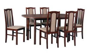 MASĂ EXTENSIBILĂ WENUS 1 blat oval laminat,nuc, cadru si picioare din lemn de fag,160x200cm - Img 2