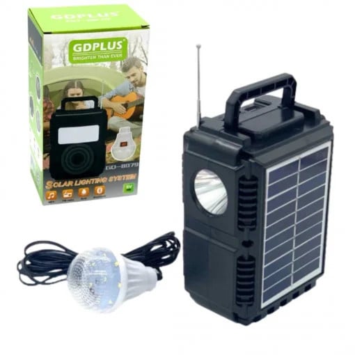 MiniKit Urgență Lanterna,Radio,Încarcător Cu 1 Bec Cu Panou Solar Portabil