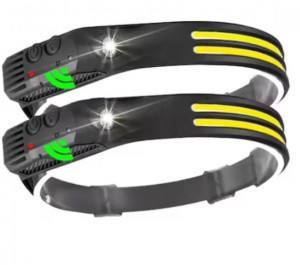 Set 2 x lanterna cap cu 2 benzi LED senzor miscare