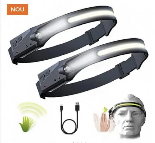 SET 2 x Lanterna OEM LED cu acumulator intern cu senzor miscare, 350 lumeni, camping, pescuit, service auto, incarcare USB Type C, waterproof, L99