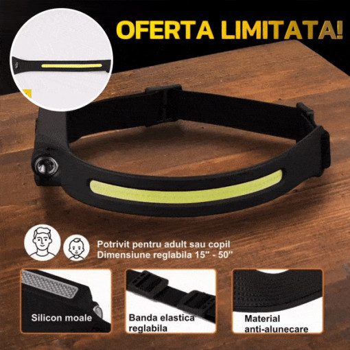 Lanterna OEM LED cu acumulator intern cu senzor miscare, 350 lumeni, camping, pescuit, service auto, incarcare USB Type C, waterproof, L99