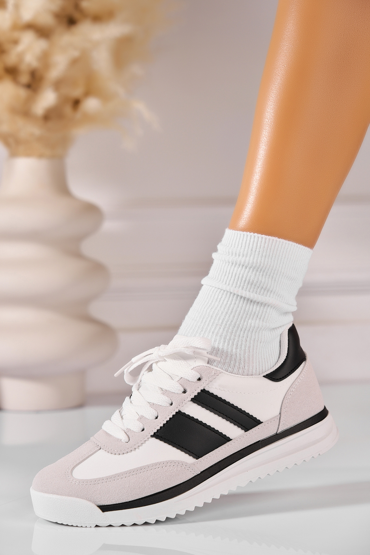 Adidași de damă Piele Ecologica Alb Kinzi - 1 | YEO