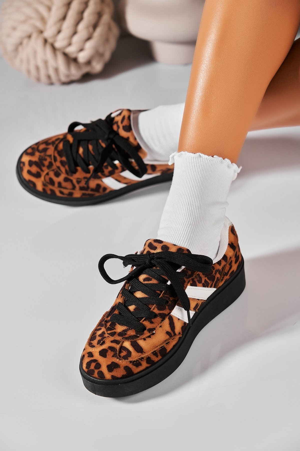 Adidași de damă Piele Ecologica Intoarsa Animal Print Nyssa - 1 | YEO