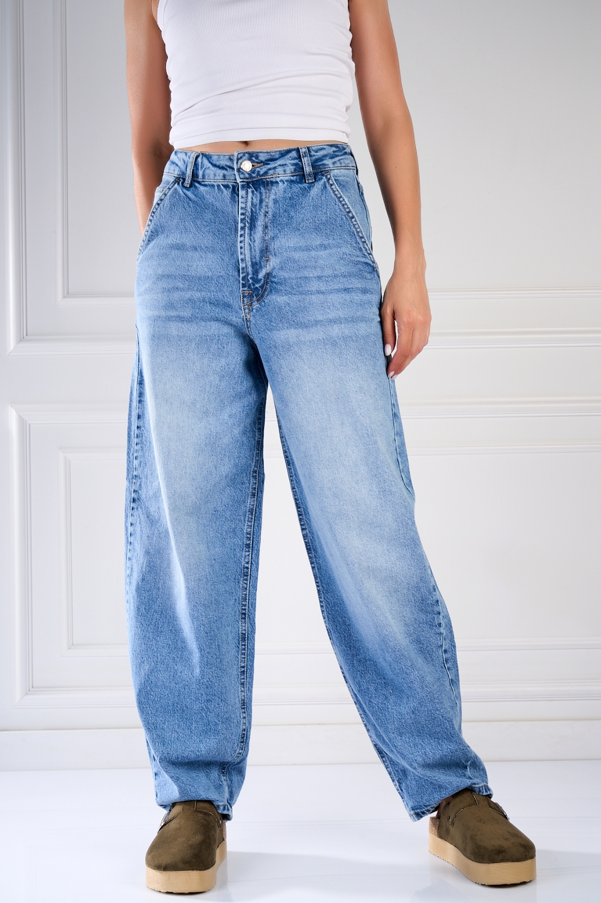 Blugi Damă Oversize Albastri Ramya - 2 | YEO
