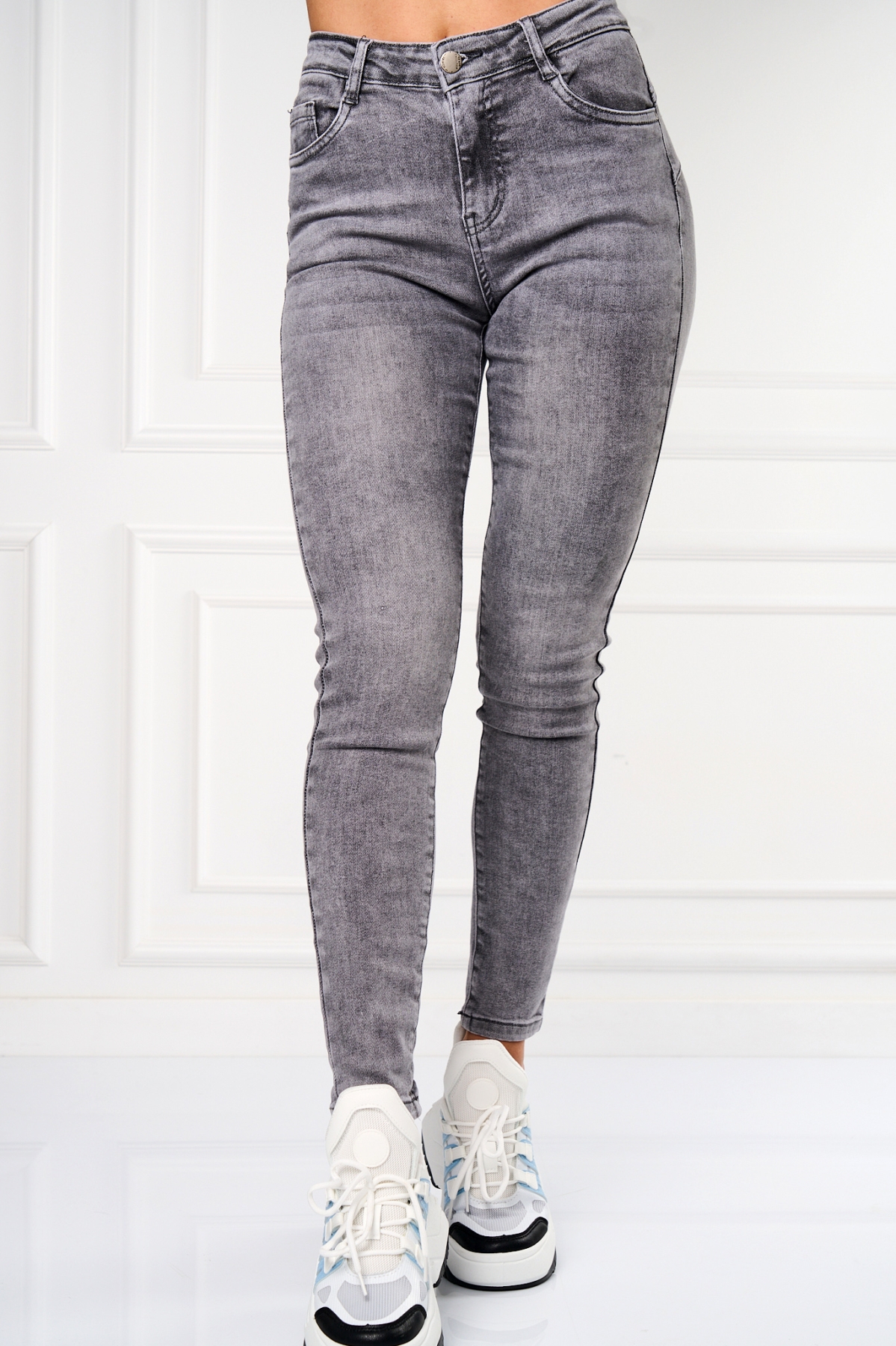 Blugi Damă Skinny Fit Gri Zlonia