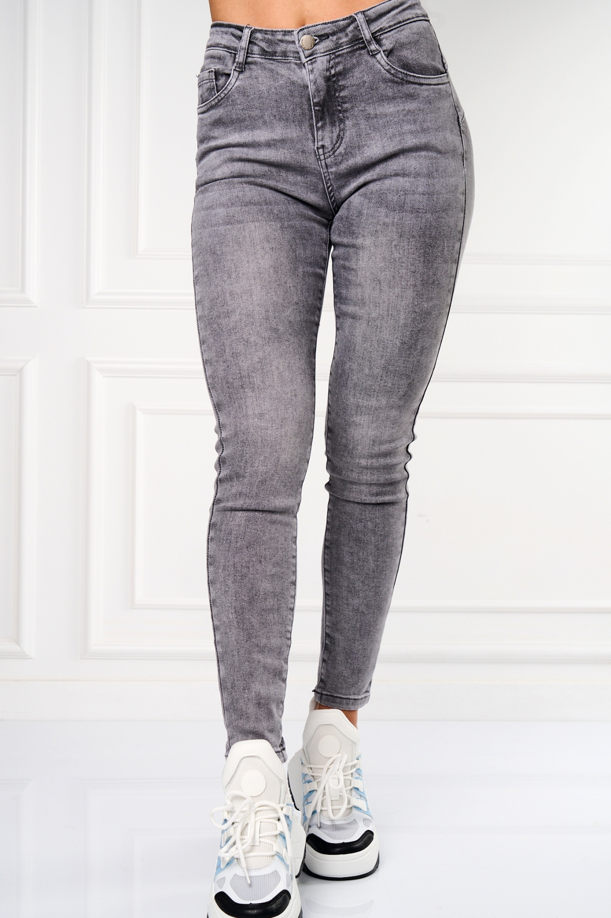 Blugi Damă Skinny Fit Gri Zyona