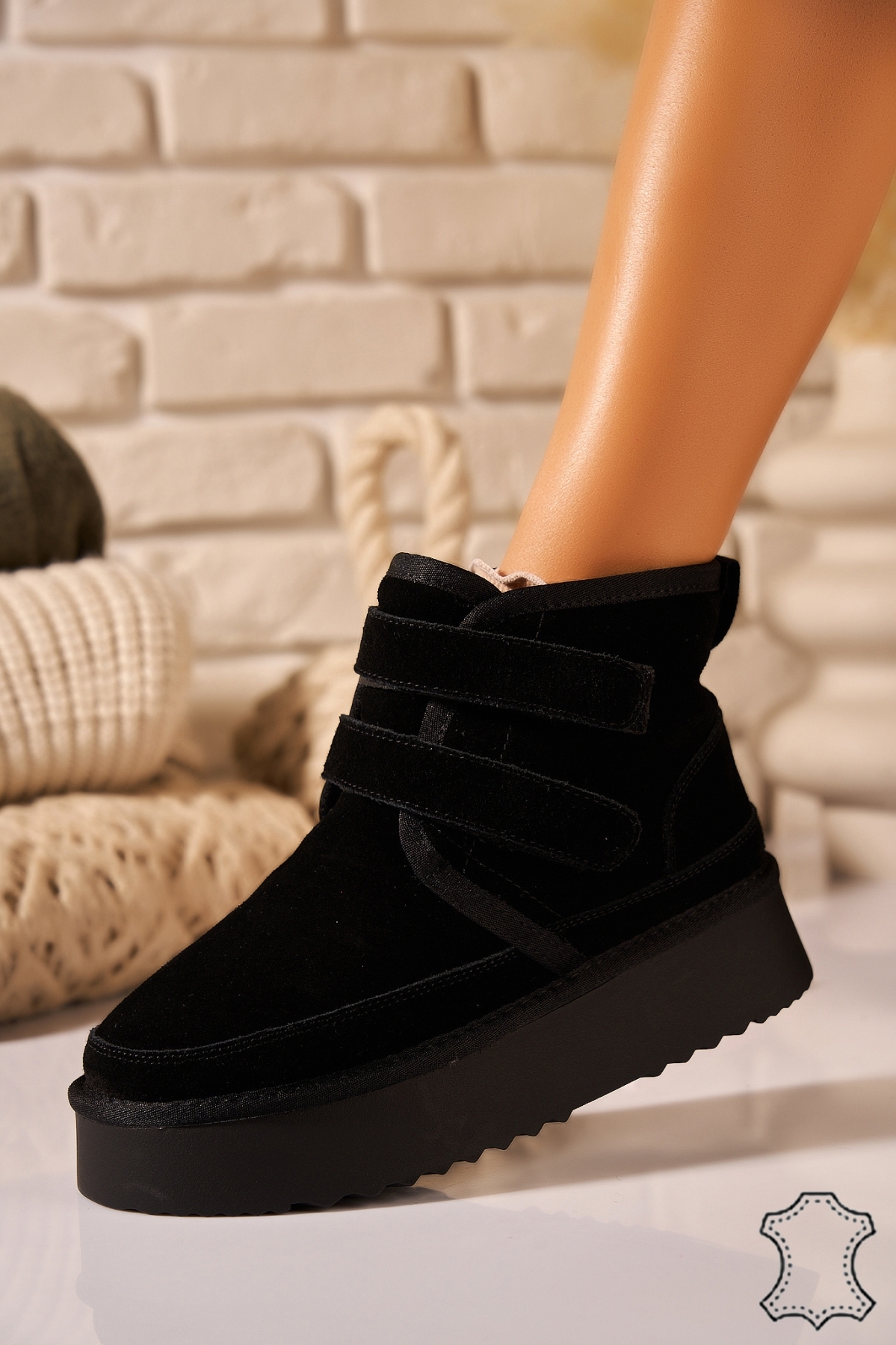 Cizme Piele Naturala Intoarsa dama Negre Savena - 3 | YEO