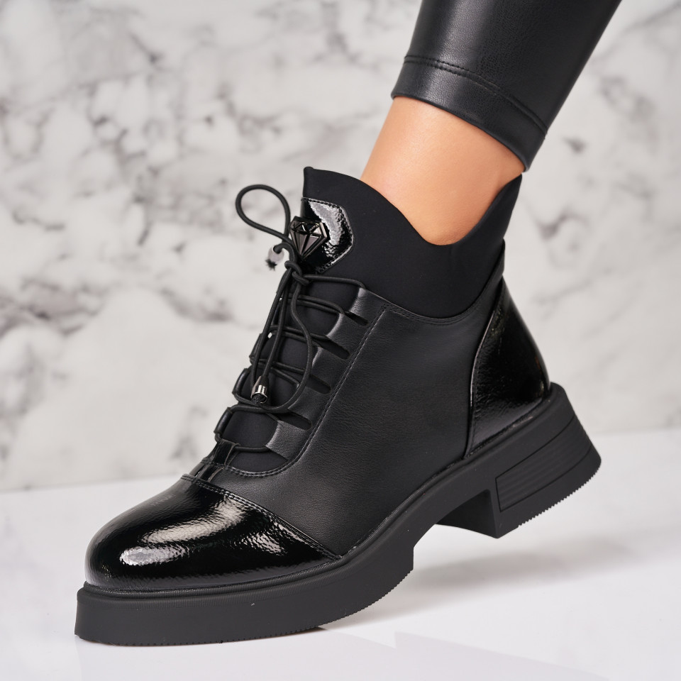 Ghete Dama Imblanite Negre din Piele Ecologica Anella A7704