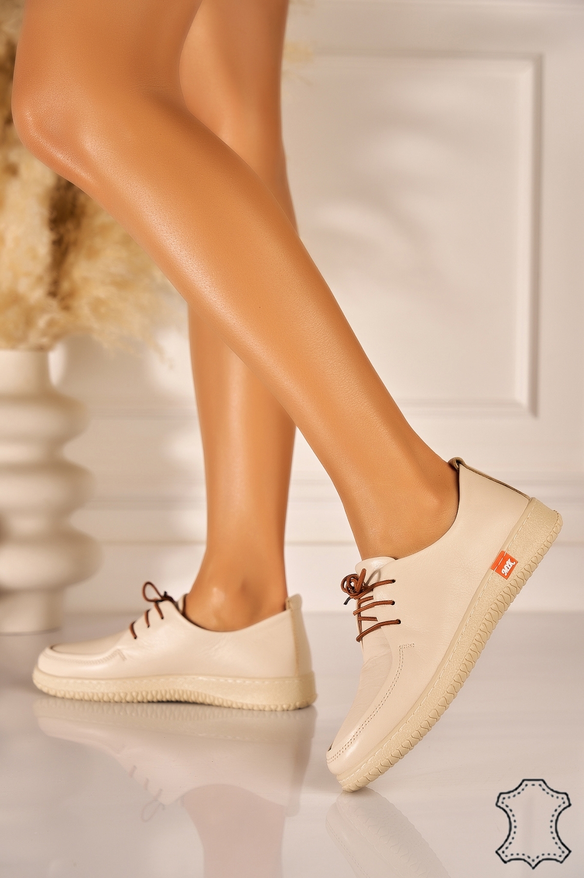 Mocasini dama Piele Naturala Bej Klaire