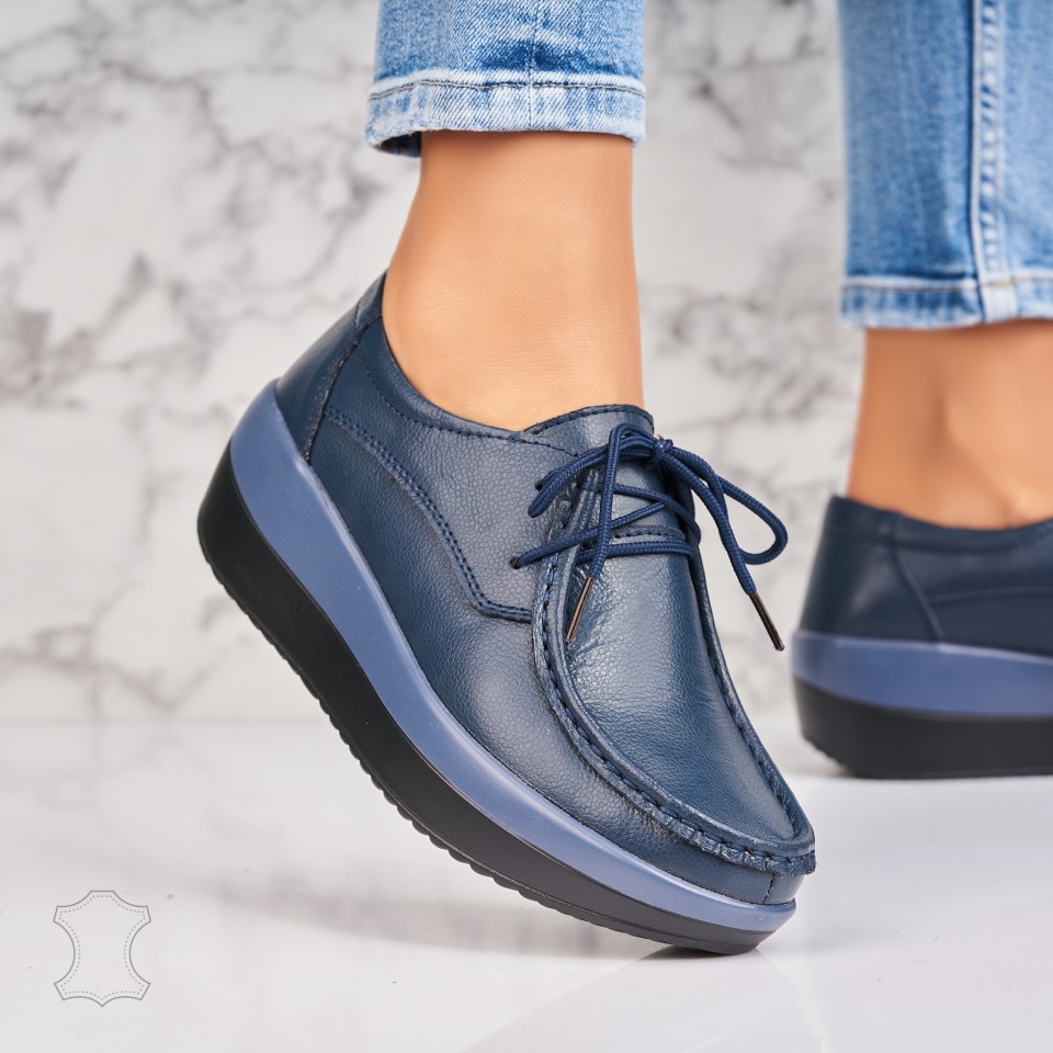 Mocasini dama Piele Naturala Bleumarin Teya A4536