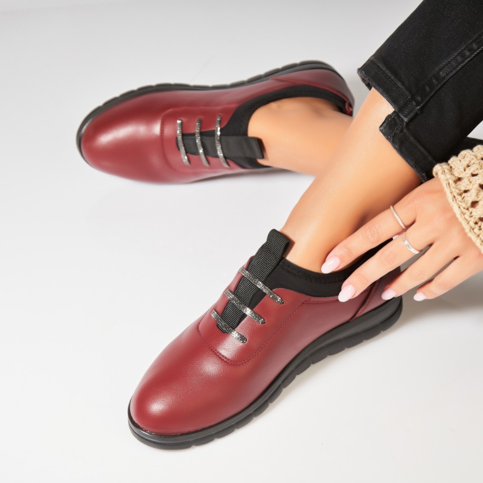 Pantofi dama casual Bordo din Piele Ecologica Sharvi