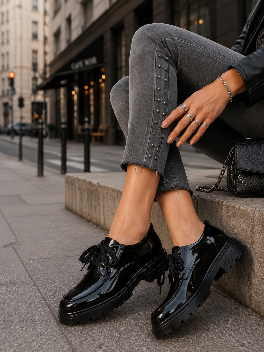 Pantofi dama casual Negri din Piele Ecologica Lacuita Dalina3