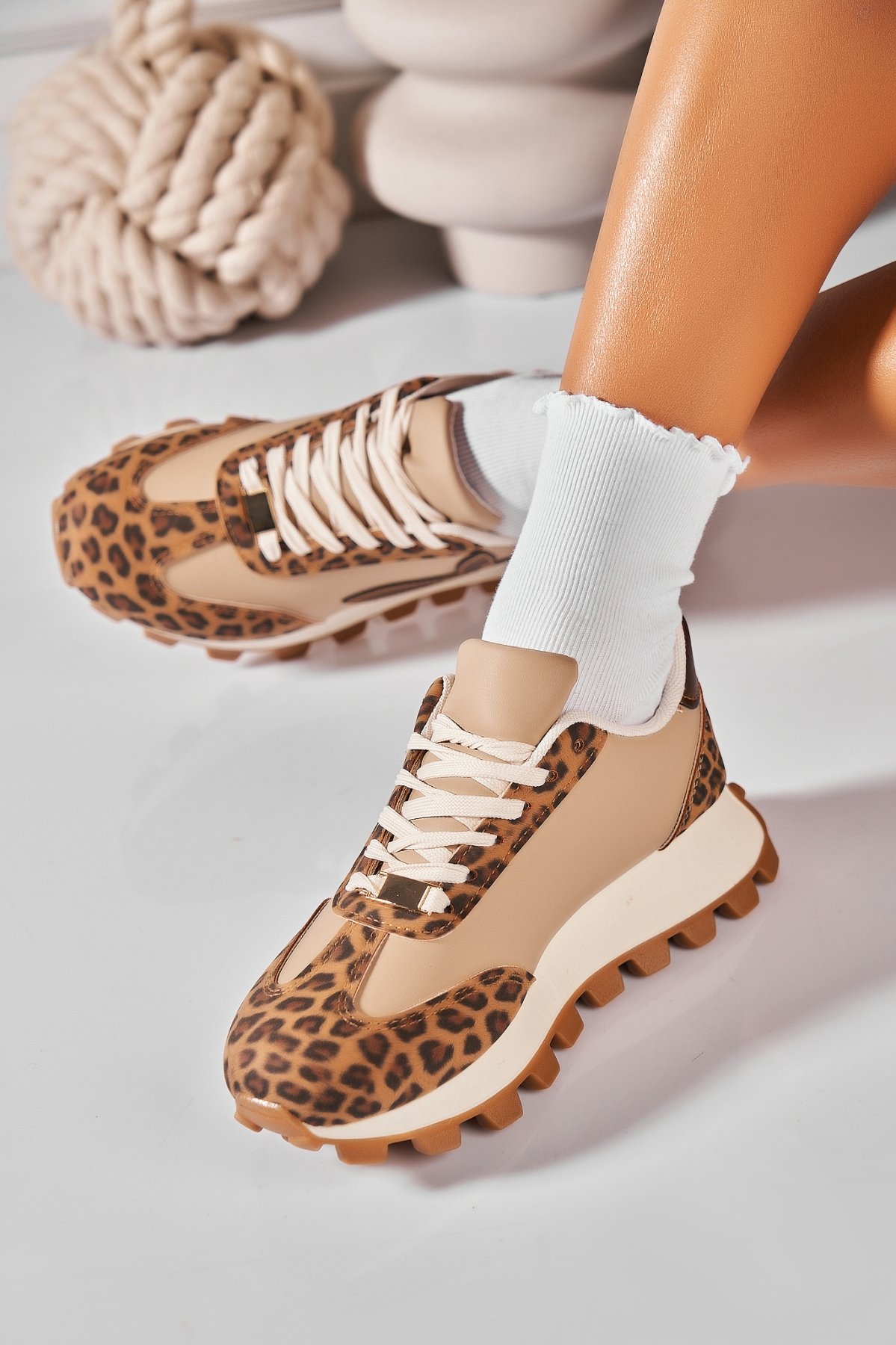 Adidași de damă Piele Ecologica Animal Print Darina - 3 | YEO