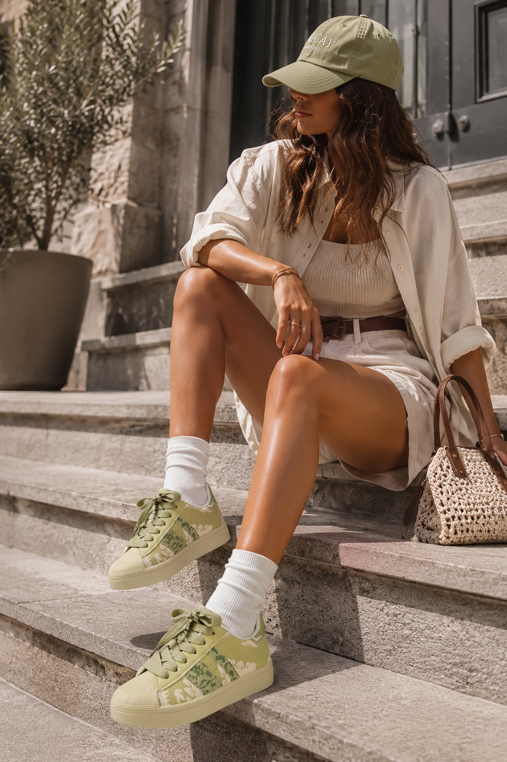 Adidași de damă Piele Ecologica Verde Anezka