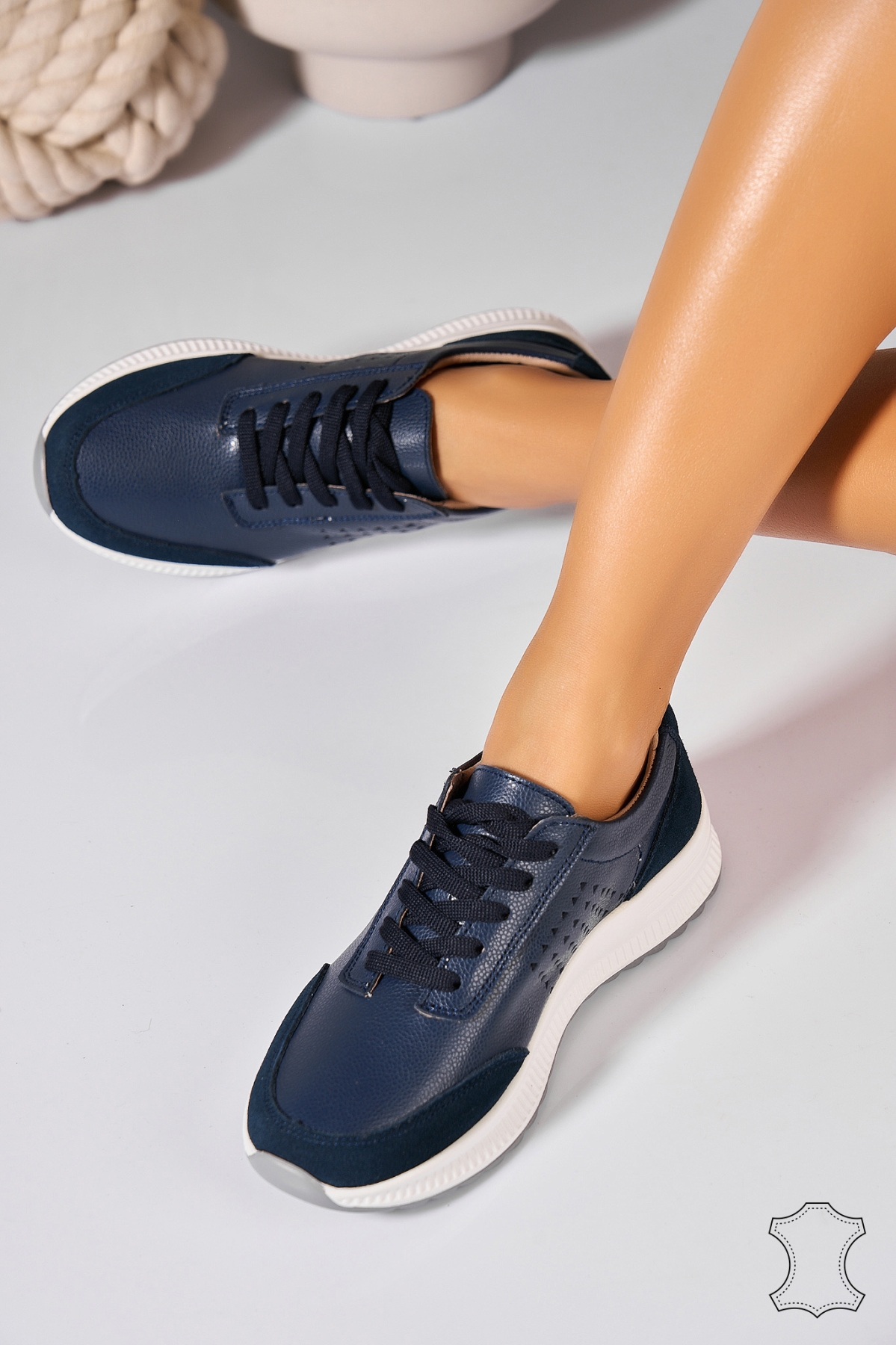 Adidasi Piele Naturala Bleumarin Nelle - 2 | YEO