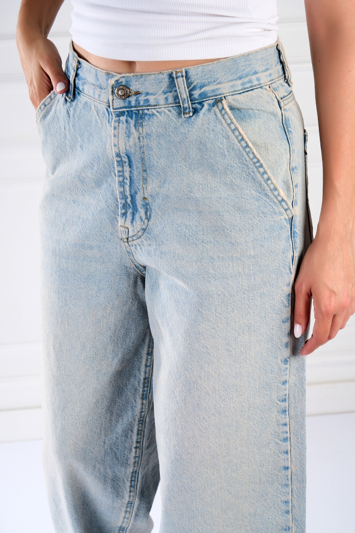 Blugi Damă Oversize Albastri Kanyra - 2 | YEO