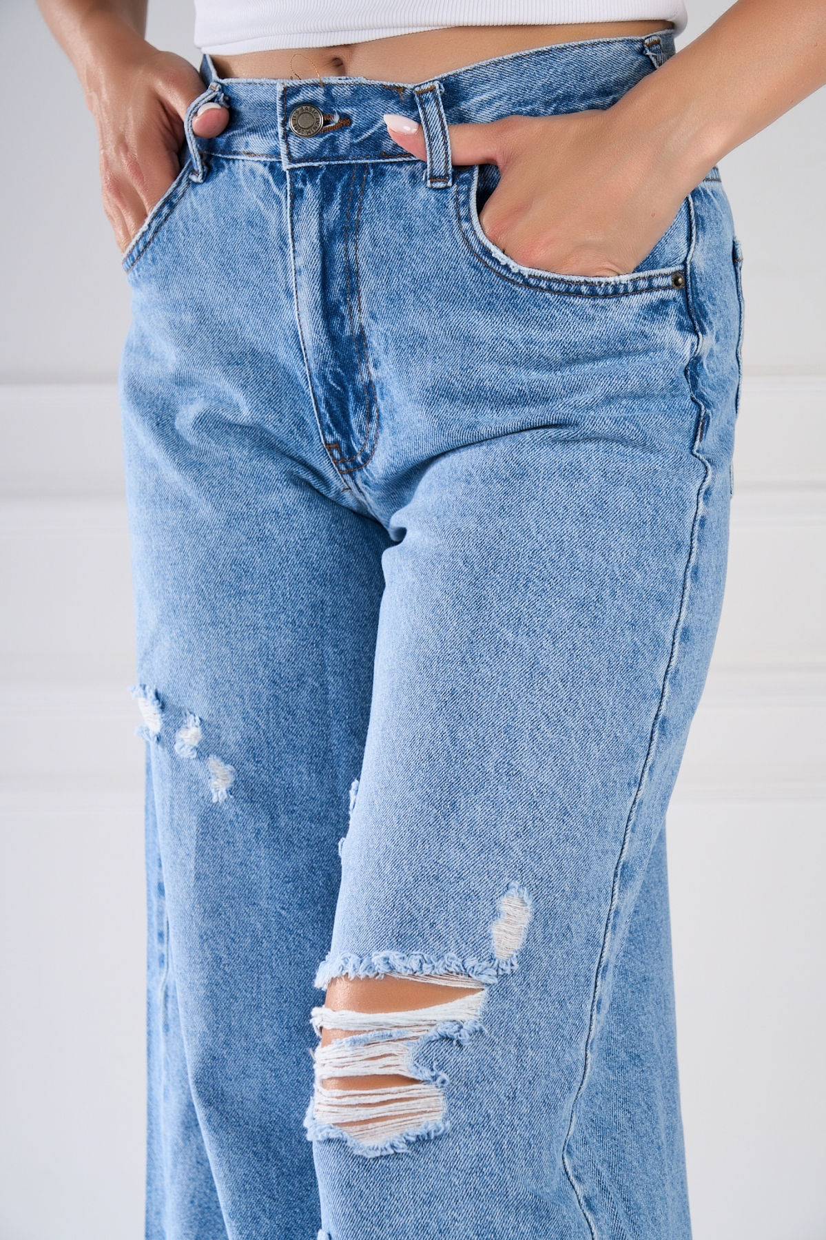 Blugi Damă Oversize Albastri Pranita - 3 | YEO