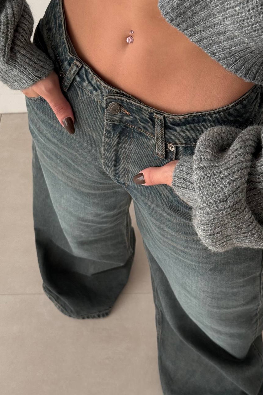 Blugi Damă Oversize Verzi Avery - 3 | YEO