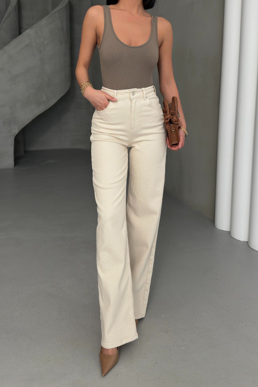 Blugi Regular Fit Bej Marzia - 1 | YEO