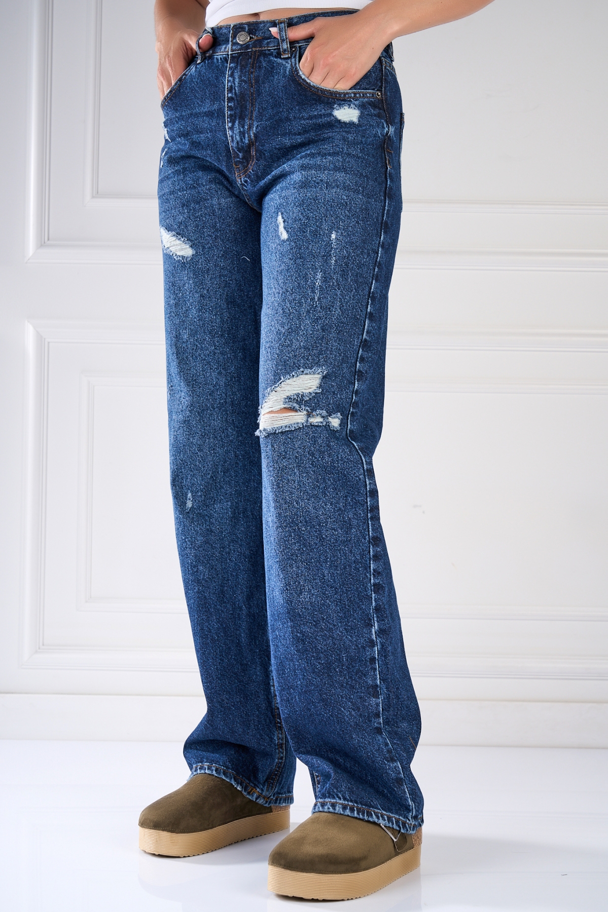 Blugi Regular Fit Bleumarin Raaka - 1 | YEO