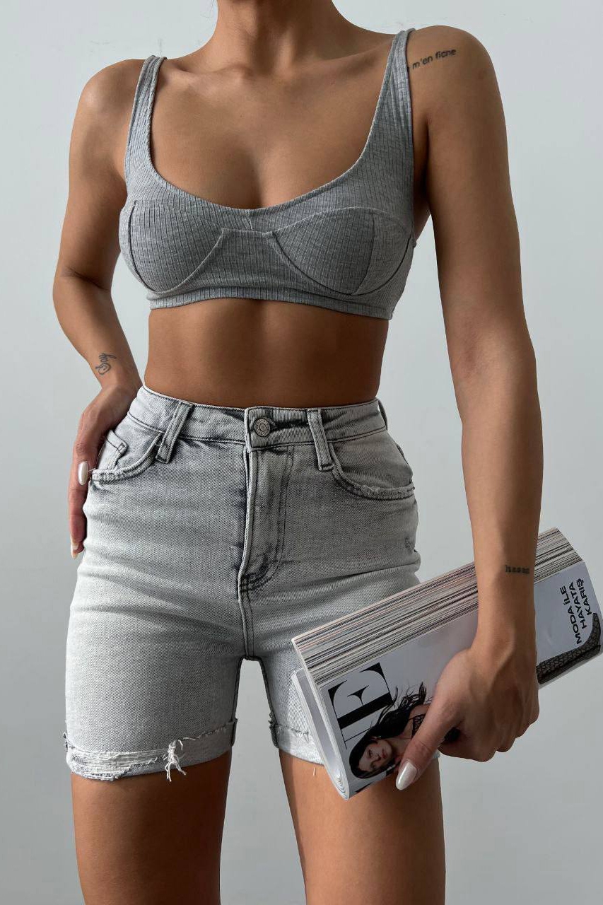Blugi Scurti Gri Loxlie - 2 | YEO