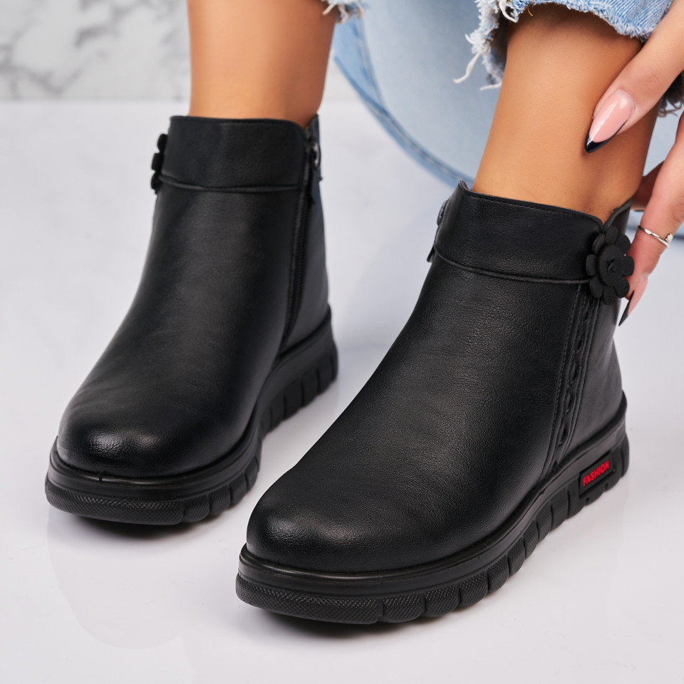 Ghete Dama Imblanite Negre din Piele Ecologica Thyima - 2 | YEO