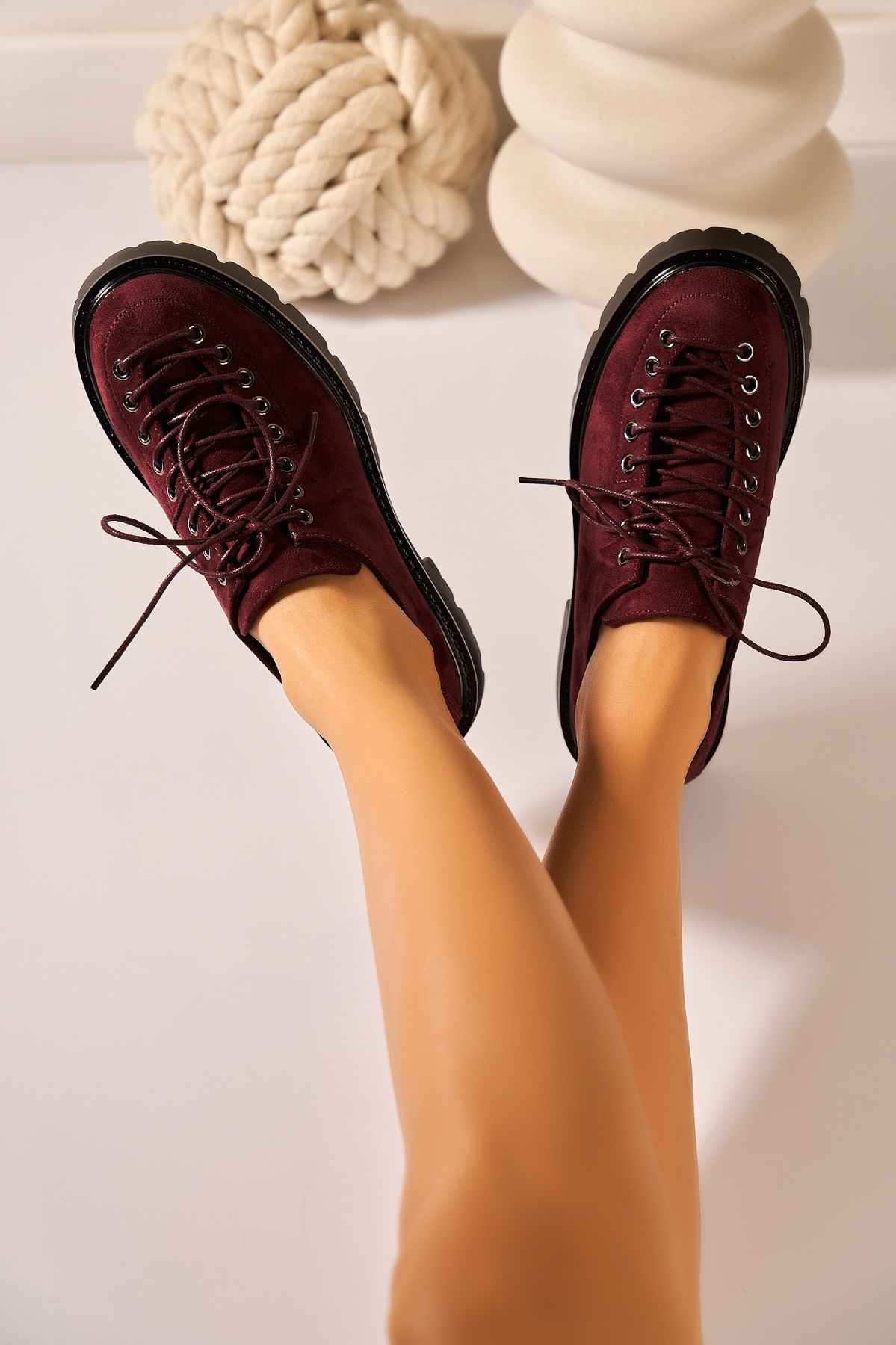 Loafers Dama Piele Ecologica Intoarsa Bordo Sidhi
