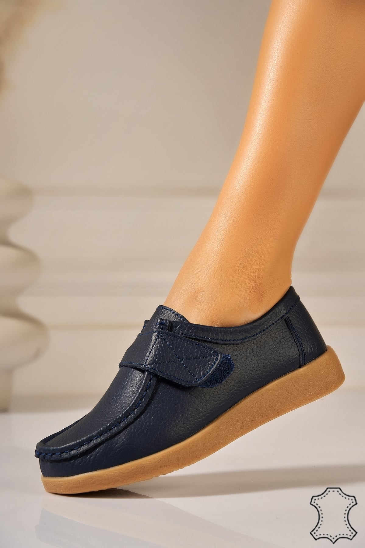 Mocasini dama Piele Naturala Bleumarin Genesi
