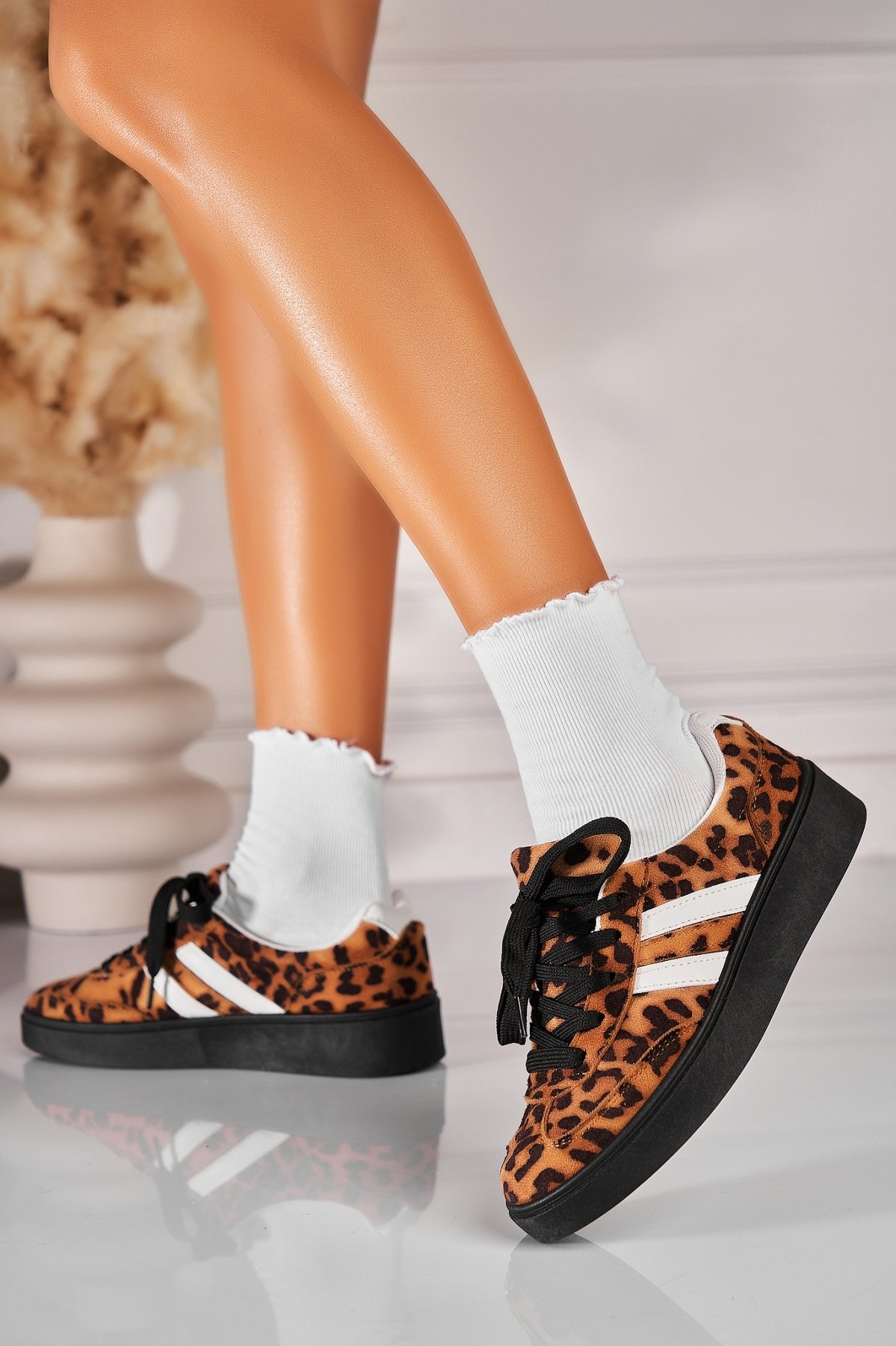 Adidași de damă Piele Ecologica Intoarsa Animal Print Nyssa - 2 | YEO