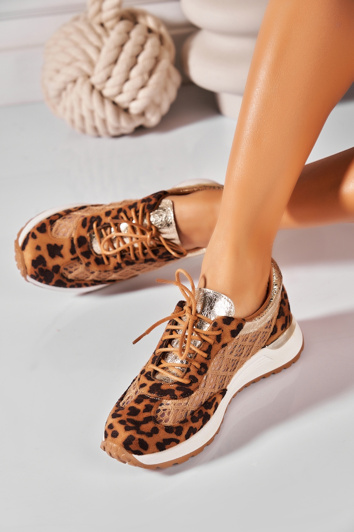 Adidași de damă Piele Ecologica Intoarsa Animal Print Talyn - 2 | YEO