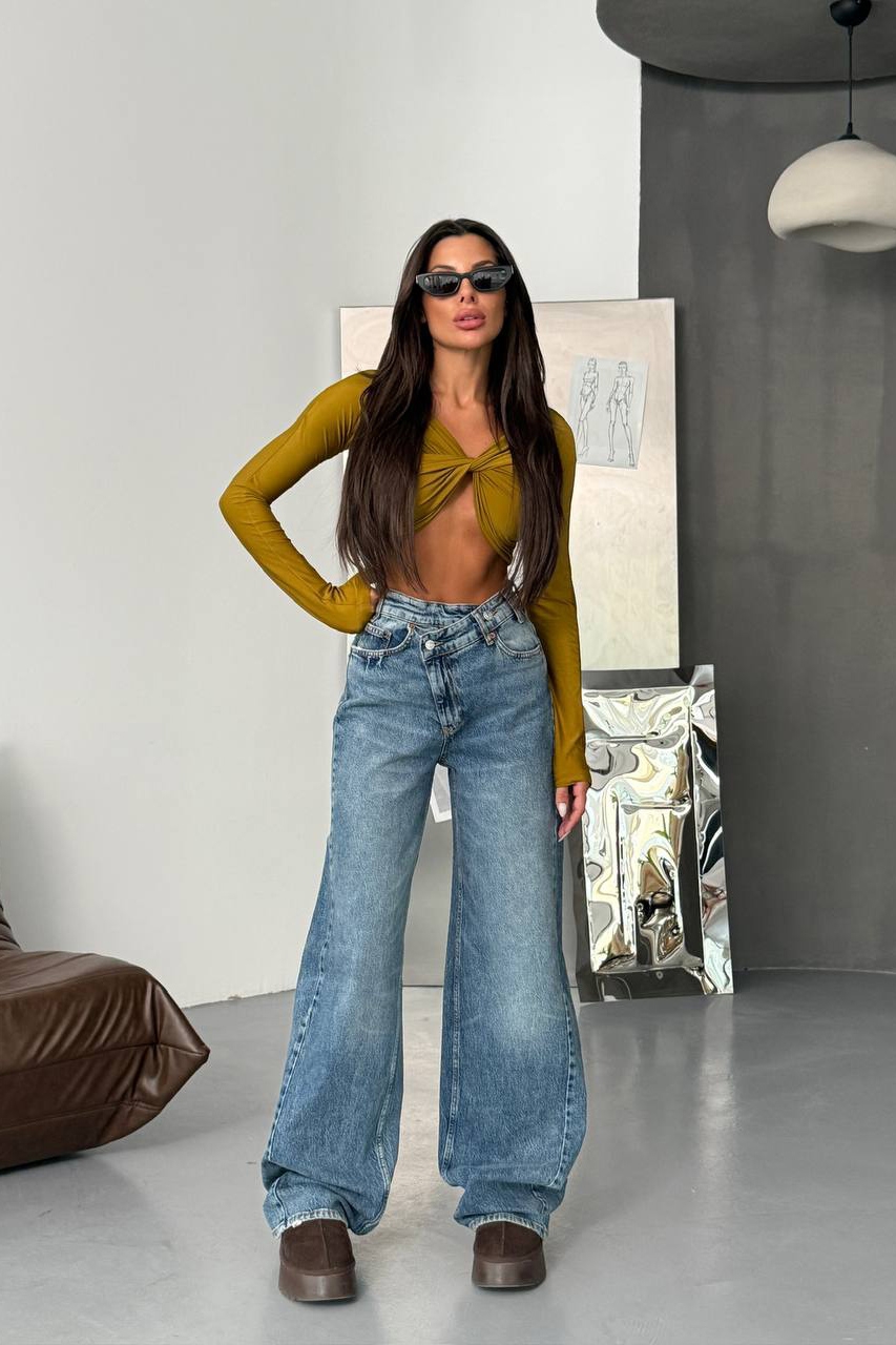 Blugi Damă Oversize Albastri Chizite