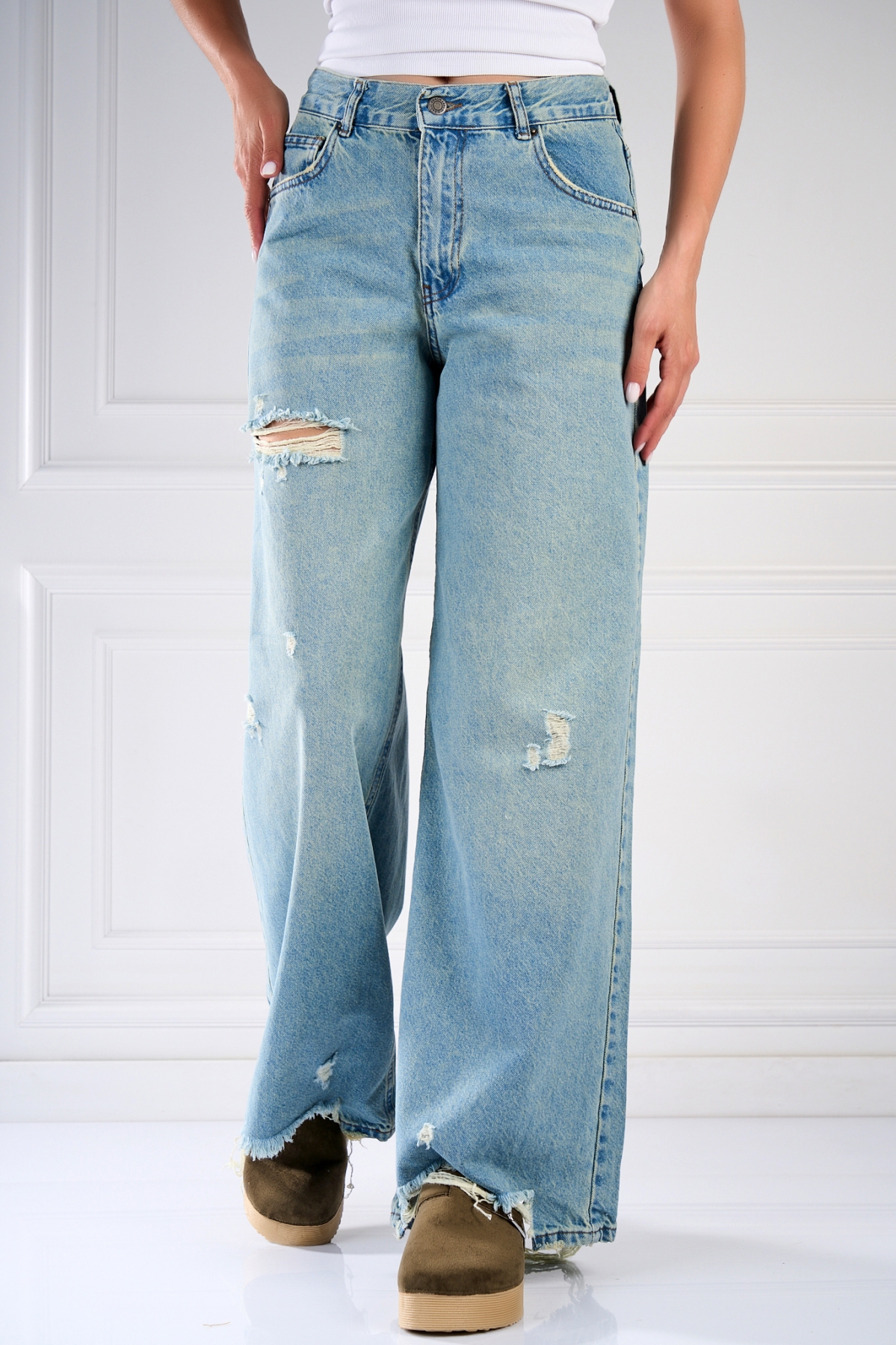 Blugi Damă Oversize Albastri Ganisha - 1 | YEO