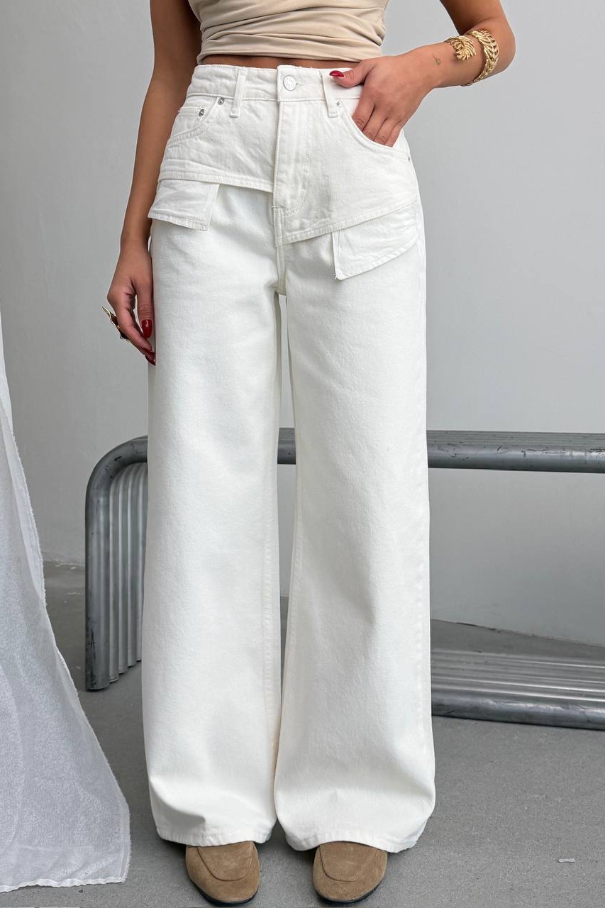 Blugi Damă Oversize Albi Mavley