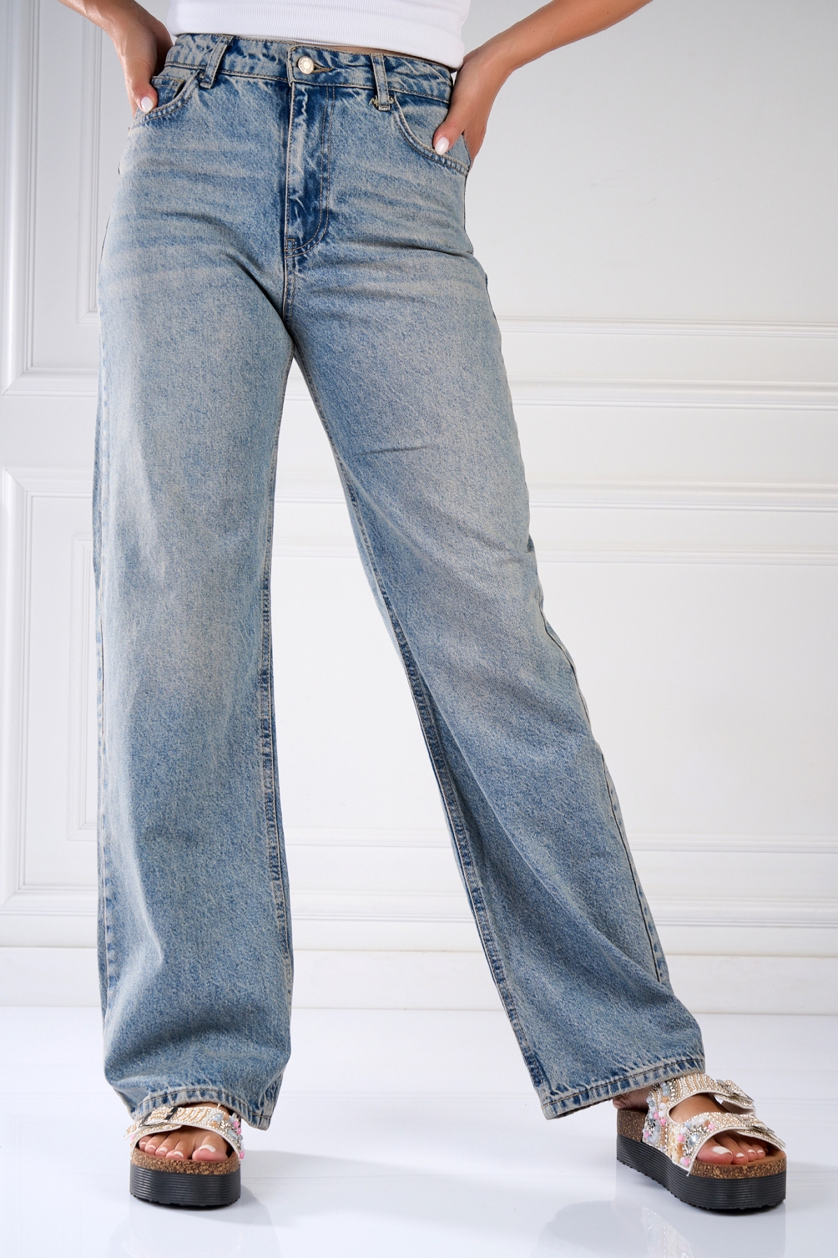 Blugi Regular Fit Albastri Sushmy - 3 | YEO