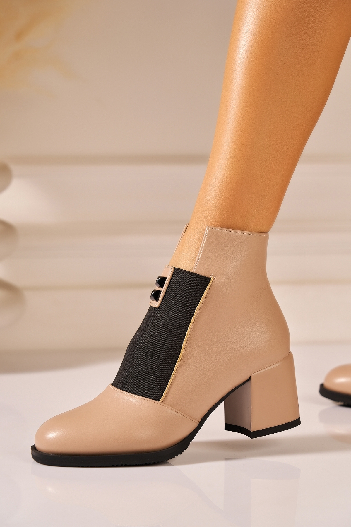 Botine dama Imblanite Kaki din Piele Ecologica Maarya - 2 | YEO